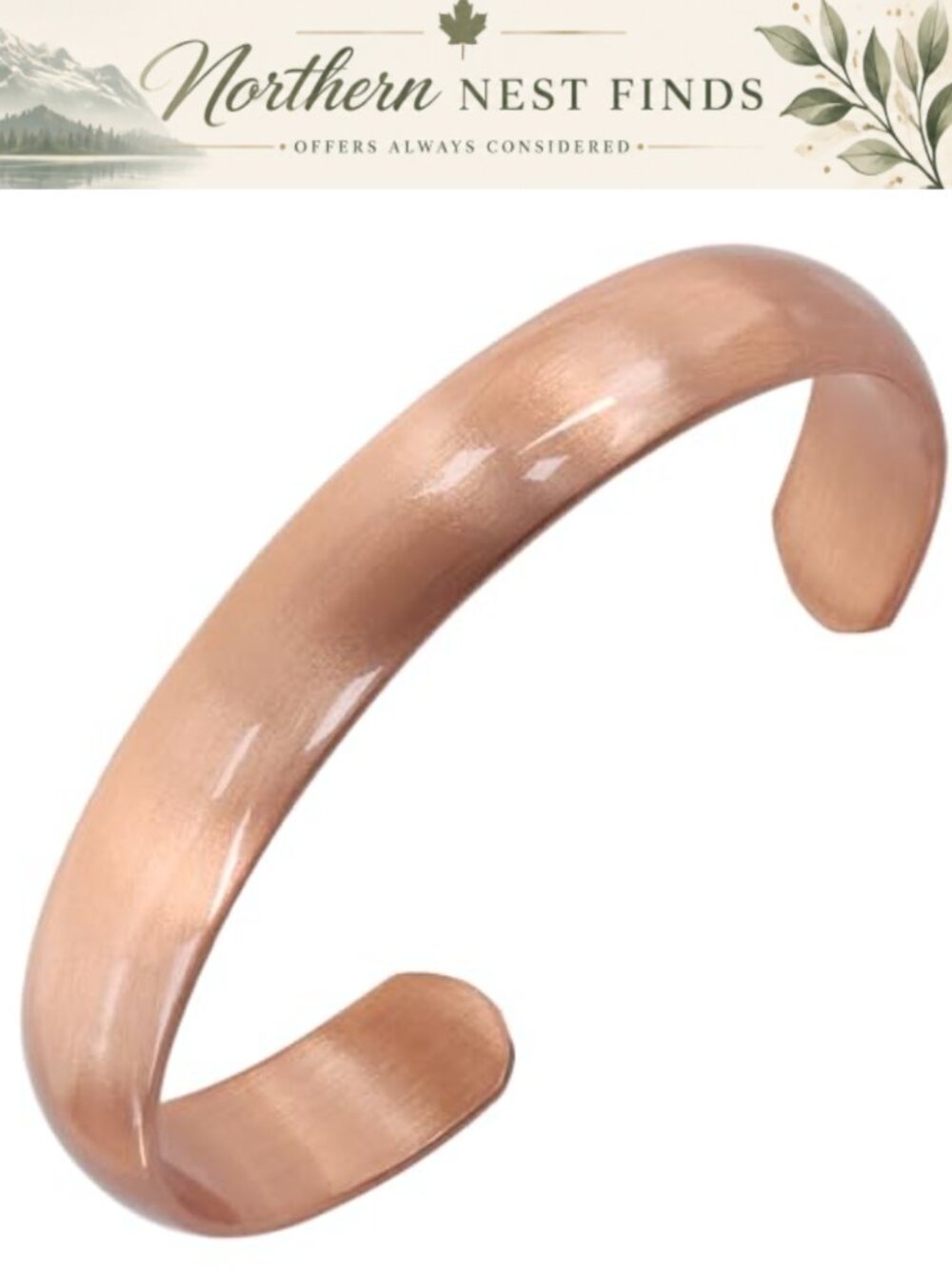 Solid Pure Copper Cuff Bracelet Handmade Adjustable Unisex Minimalist